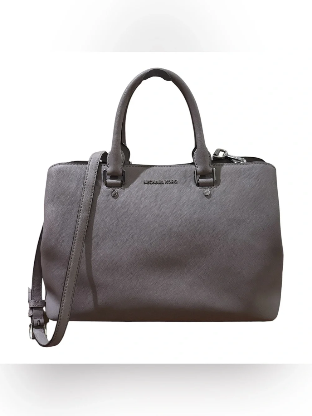 MICHAEL KORS GRAY SAVANNAH LARGE SATCHEL
